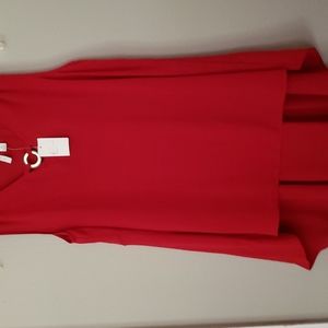 NWTS Red SLEEVELESS HI Low Tunic Top Blouse Elegant Size M